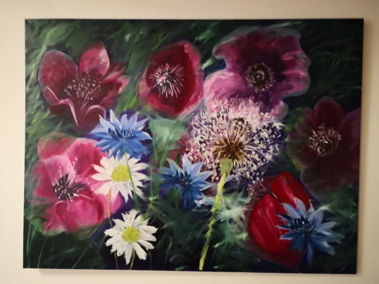 "flowers at the edge of the field" oel on canvas 80x120 cm 2019